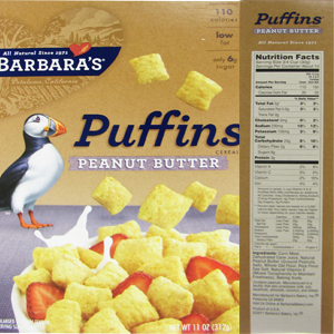 Barbara's Bakery Puffins Peanut Butter