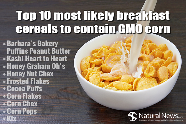 Top 10 most likely breakfast cereals to contain GMO corn