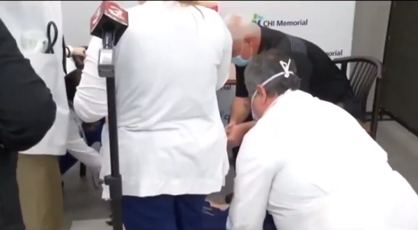 Minutes after receiving coronavirus vaccine, vax-brainwashed
nurse loses consciousness and collapses on LIVE TV 2
