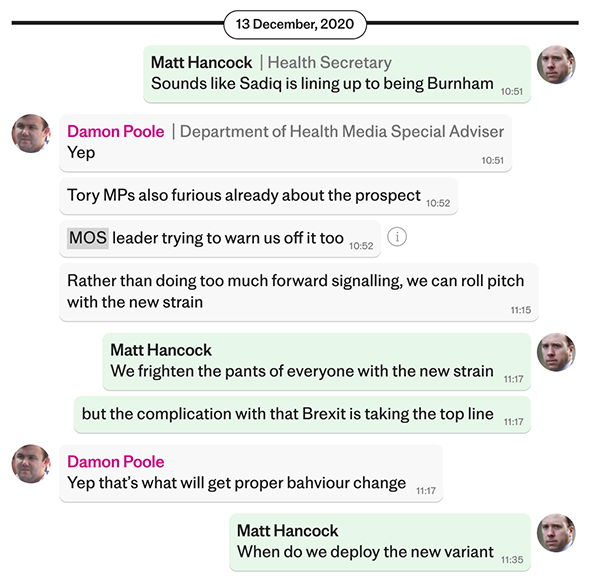 SMOKING GUN: UK Health Minister's leaked messages reveal Truman Show-like psychological terrorism campaign involving RELEASING variants to maximize fear and lockdown compliance