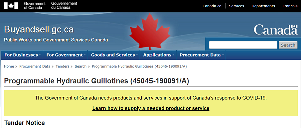 Canadian government publishes bid request for “Programmable Hydraulic Guillotines” needed “in support of Canada’s response to COVID-19” Programmable-hydraulic-guillotines-canada