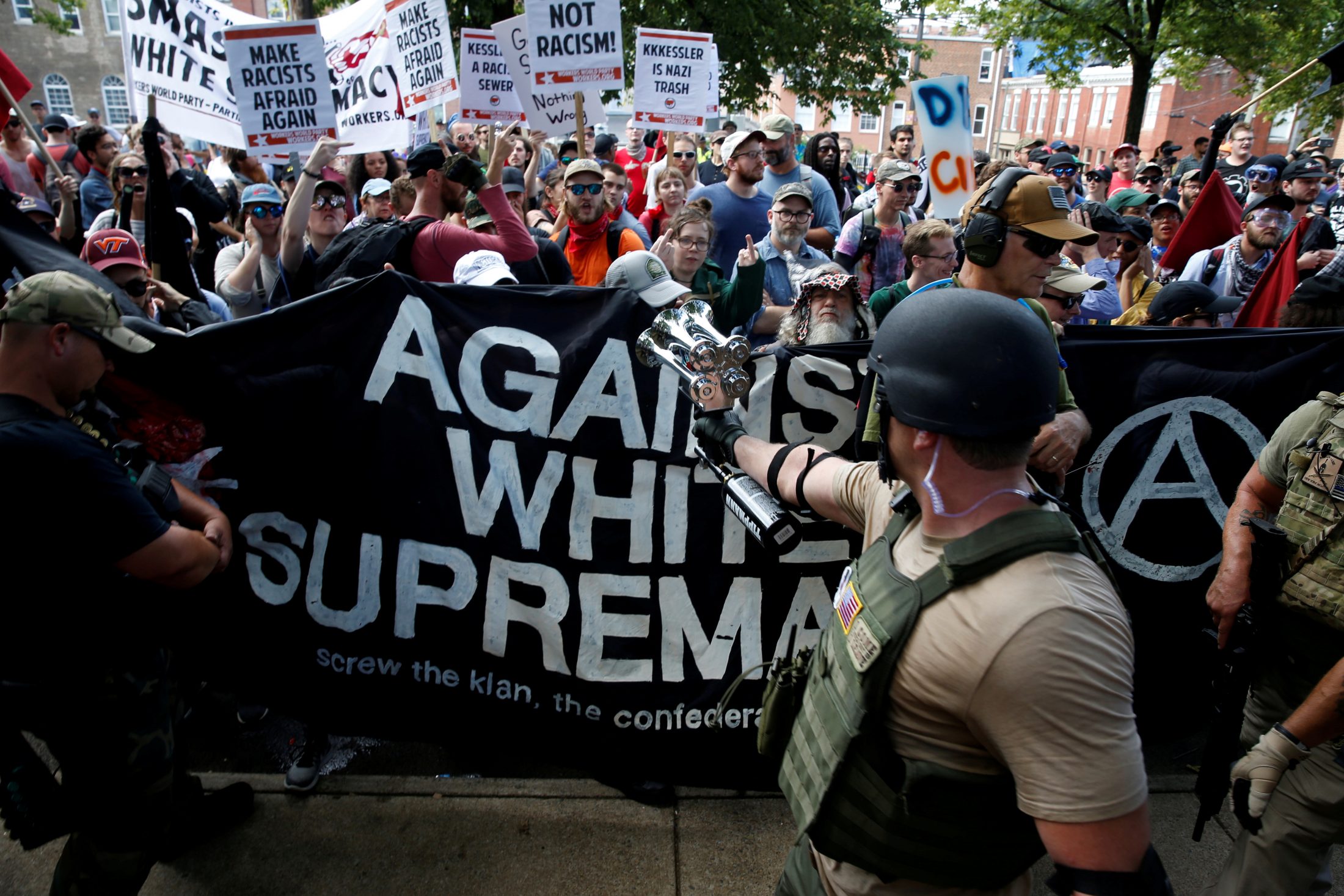 Image: Armed Antifa nut job runs into oncoming traffic, gets plowed by a pickup truck, then BLAMES Trump supporters for his own stupidity