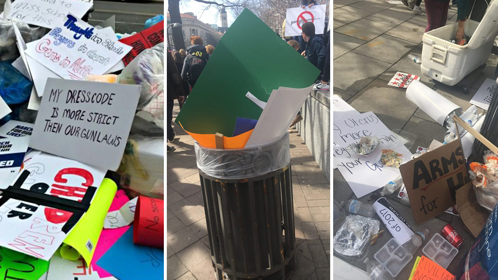 Image: Weekend anti-gun protests in D.C., like previous Left-wing demonstrations, generate tons of trash for others to clean up