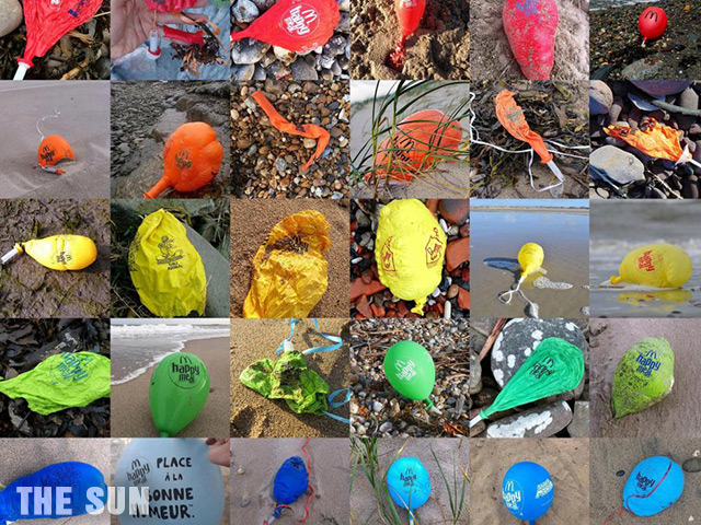 Image: Environmental activists compile images of McDonald’s balloons washing up on coastlines around the world