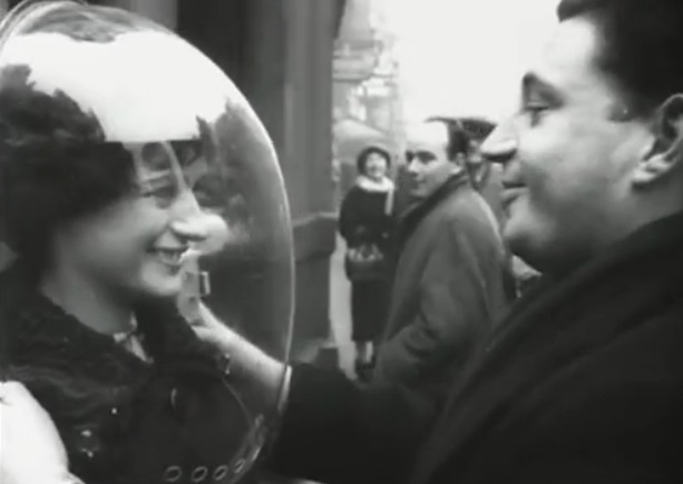 Image: Old-school smog solution: Wear a giant fishbowl on your head