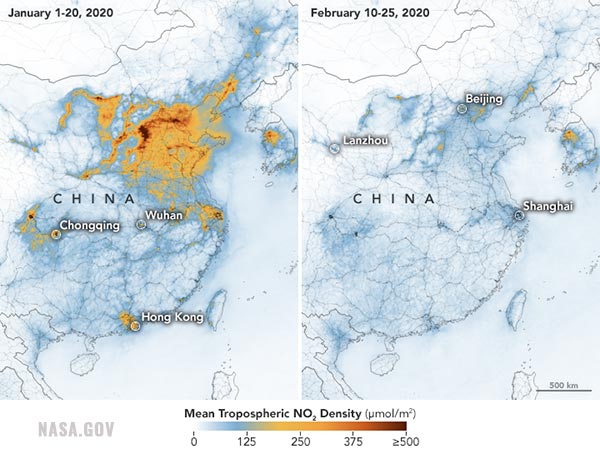 Image: NASA images reveal massive DROP in pollution in China following coronavirus outbreak