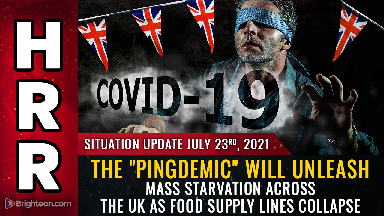 Image: “PINGDEMIC” insanity: UK government commits nation to starvation suicide by commanding food sector workers to self-quarantine… supply chain “at risk of collapse”
