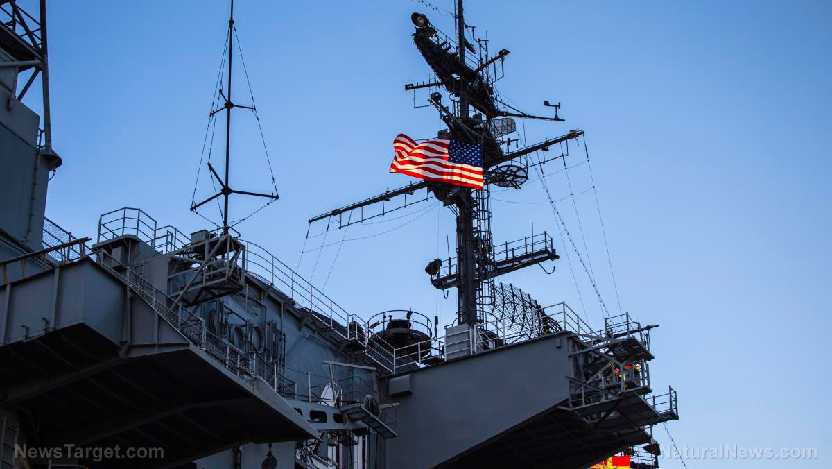 Navy Battleship American Flag Boat Military