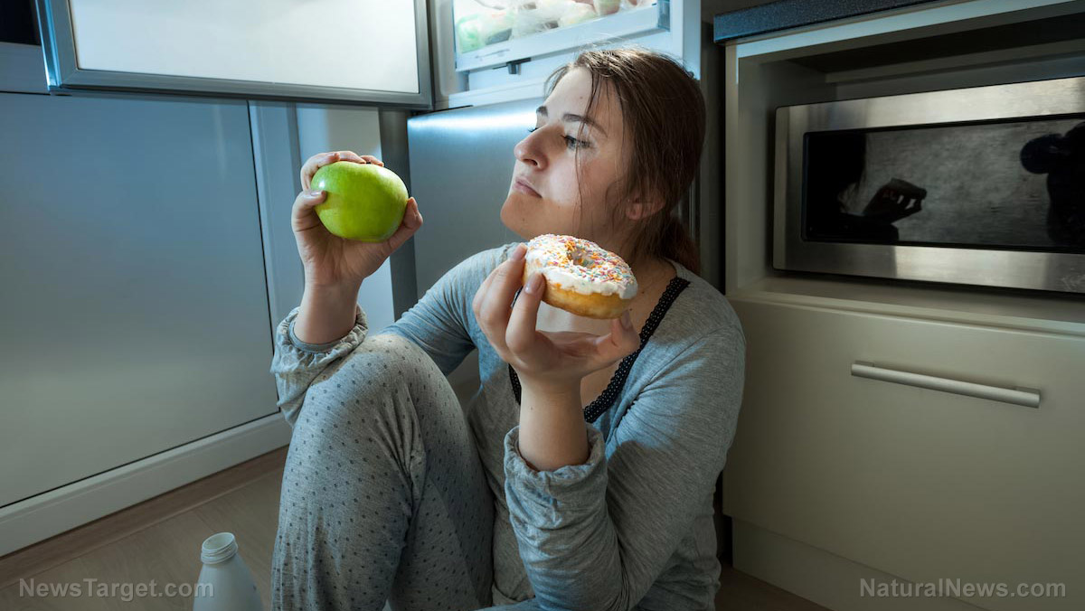 Woman Snack Refrigerator Apple Doughnut